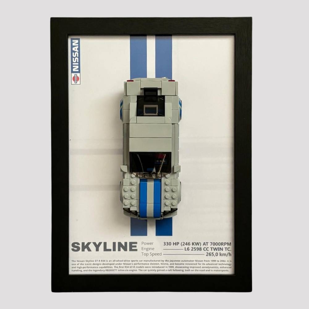 Wand Display Voor LEGO® 2 Fast 2 Furious Nissan Skyline GT-R (R34) - 76917